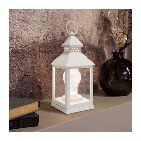 Фонарь декоративный с лампочкой, белый корпус, размер 10,5х10,5х24 см, тёплый белый Neon-Night 513-052