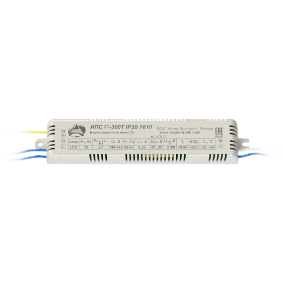 Драйвер светодиодный ИПС27-300Т IP20 ОФИС 1610 Аргос-Электрон 4422482