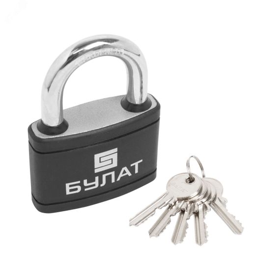 Замок навесной БУЛАТ ВС 367 ПЛ чугунный в пластике 5кл. d=12мм ПТК 14513