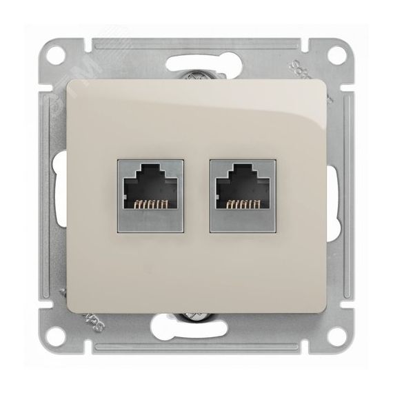 GLOSSA Розетка двойная RJ11+RJ45 категория 5E механизм молочный SE (Systeme) GSL000985