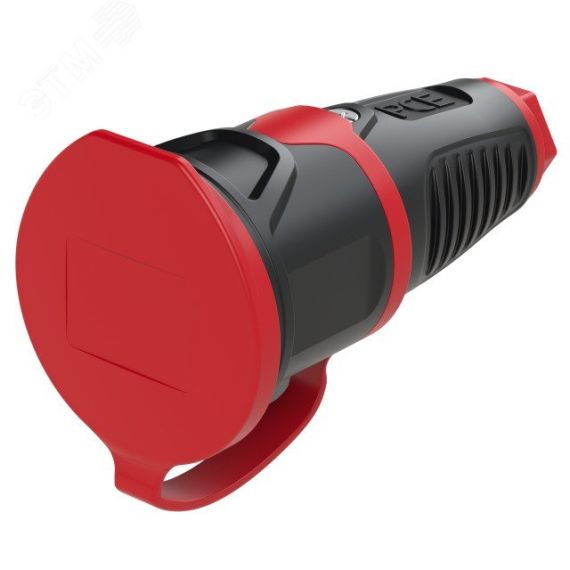 Розетка каб 16A/250V/2P+E/IP54 с черным крышкой и корпусом, маркер красный PCE 2511-sr