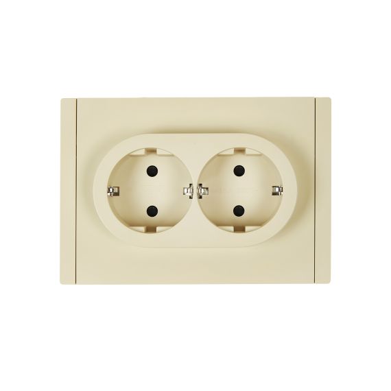 FORTE&PIANO Розетка 2-местная с заземлением с защитными шторками безвинтовое крепление 16А FP423 ваниль IEK