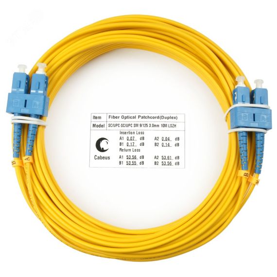 Шнур оптический duplex 20м SC-SC 9/125 sm LSZH Cabeus FOP(d)-9-SC-SC-20m