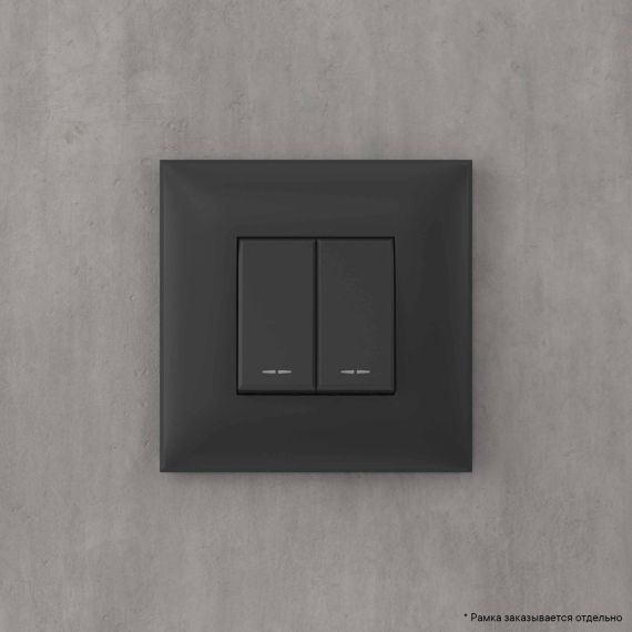 Выключатель двухклавишный в стену, &quot;Avanti&quot;, &quot;Черный матовый&quot;