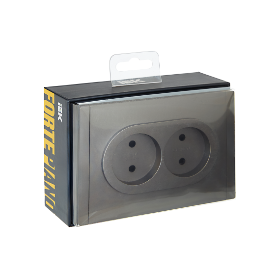 FORTE&PIANO Розетка 2-местная без заземления без защитных шторок безвинтовое крепление 10А FP526 сталь IEK