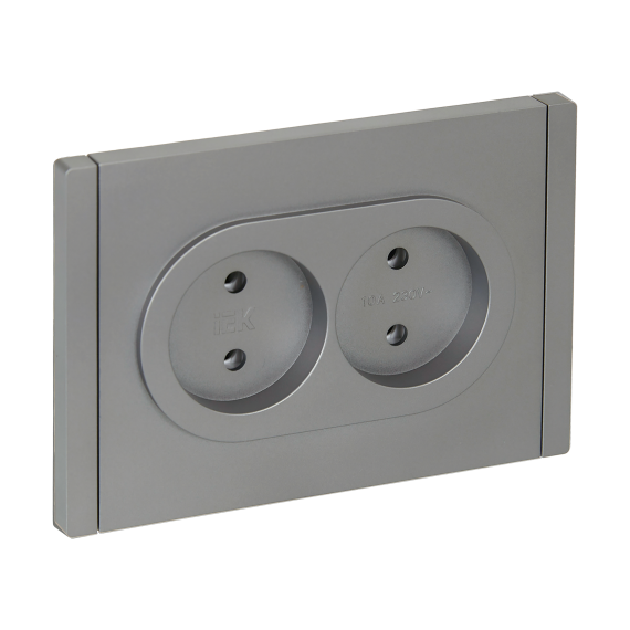 FORTE&PIANO Розетка 2-местная без заземления без защитных шторок безвинтовое крепление 10А FP526 сталь IEK