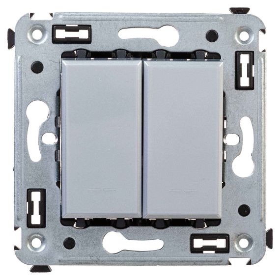 Выключатель двухклавишный в стену, &quot;Avanti&quot;, &quot;Закаленная сталь&quot;