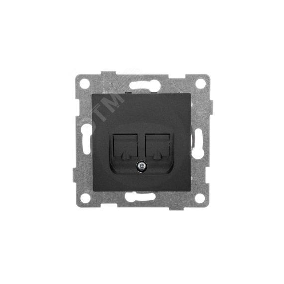 GUSI Bravo механизм розетки  компьютерной RJ45, двойной, скрытая установка.  Цвет графит. GUSI Electric С10К2-010
