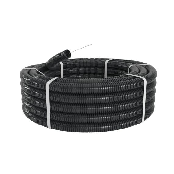 Труба ПА 6 гофр. DN48мм, ПВ-2, Dвн 47,4 мм, Dнар 54,5 мм, цвет чёрный, с протяжкой