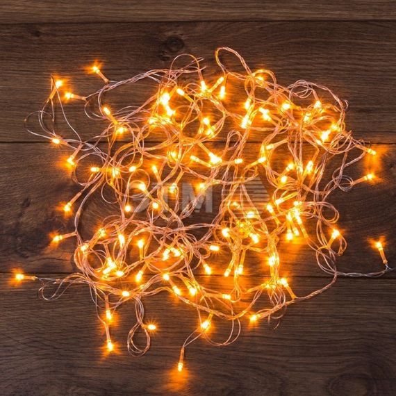 Гирлянда светодиодная универсальная 100 LED тёплый белый 10 м, прозрачный ПВХ, с контроллером Neon-Night 303-063