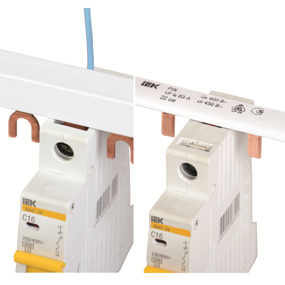 Возможность одновременного присоединения шиной FORK и гибким проводником для распределения питания ц