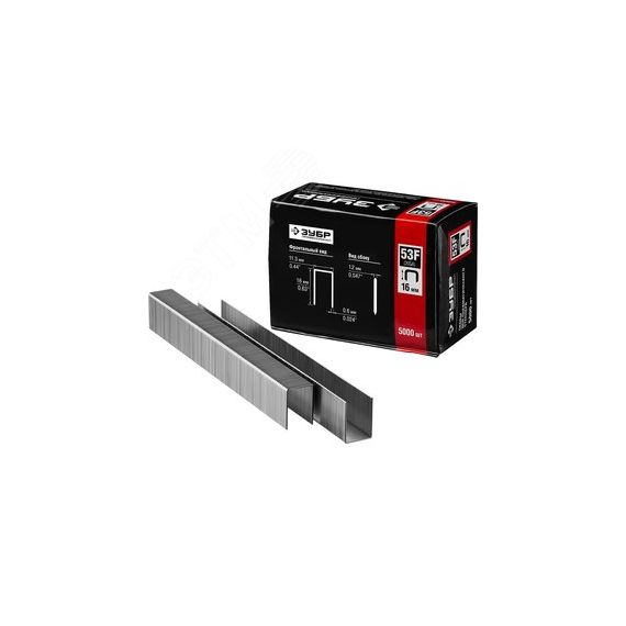 Скобы для степлера плоские 16 мм тип 53F, 5000 шт ЗУБР 31950-16