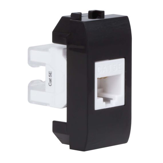 Компьютерная розетка RJ45 кат.5e, Brava, черная, 1мод Компьютерная розетка RJ45 кат.5e, Brava, черная, 1мод