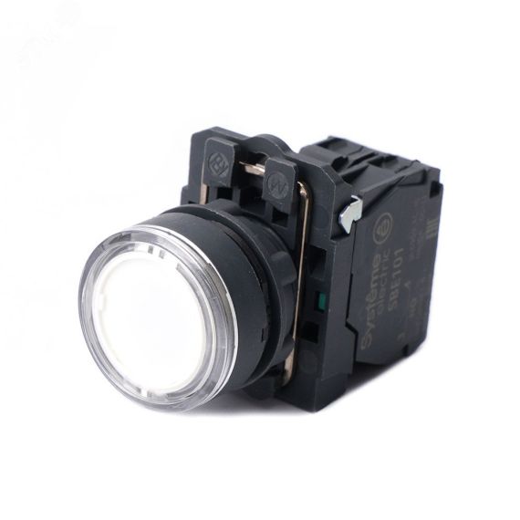 Кнопка SB5 с подсвет в сборе модуль 22мм белая пластик 230-240ВAC 1НО SE (Systeme) SB5AW31M1