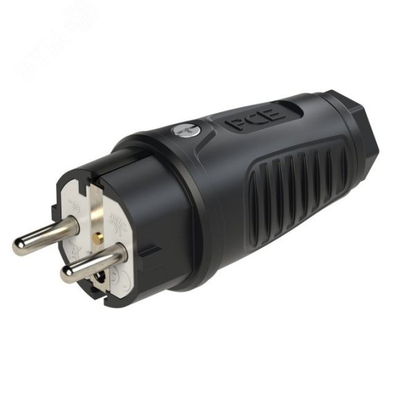 Вилка кабельная 16А/250V/2P+E/IP54 корпус черный, маркер черный PCE 0521-ss