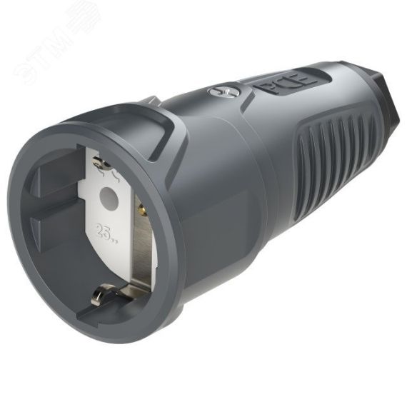 Розетка каб 16A/250V/2P+E/IP20 корпус темносерый, маркер черный PCE 2510-as