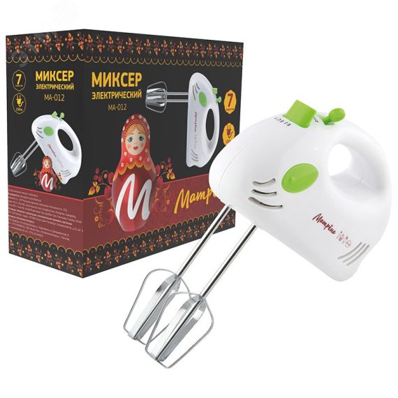 Миксер MA-012 погружной на 150 Вт, 7 скоростей, цвет зеленый Матрена 005494