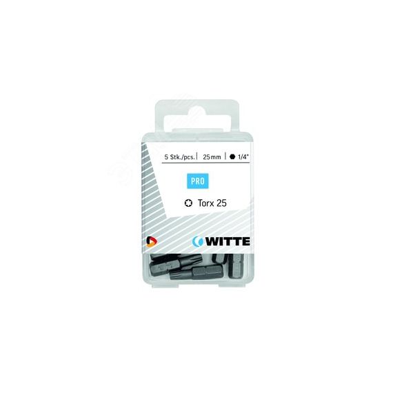 Бита TORX T10 х 25 мм 1/4'' C6.3 Industrial пластик.уп. 5 шт. WITTE 429503200