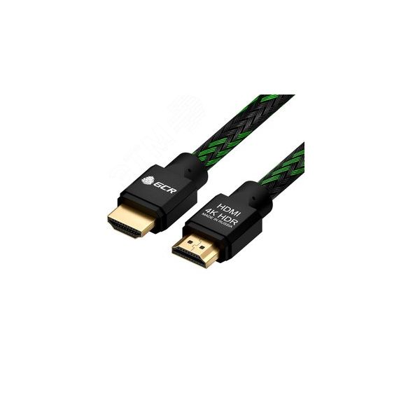 Кабель HDMI 2.0, Ultra HD 19М на 19М, 0.5 м., AL черный-зеленый нейлон Greenconnect GCR-52211