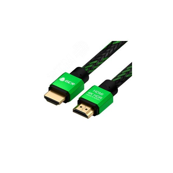 Кабель HDMI 2.0, Ultra HD 19М на 19М, 1.5 м., AL зеленый нейлон Greenconnect GCR-52210