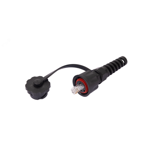 Индустриальный коннектор RJ45/8P8C Cat 6 50мкд неэкранированный IP67 черный NIKOMAX/NIKOLAN NMC-RJ88RA50UE3-IS-BK