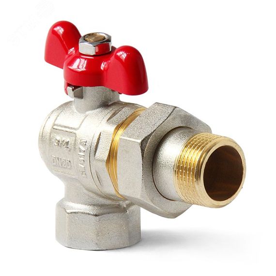 Кран шаровой полнопроходной угловой со сгоном, ру ка-бабочка, НВ 1/2 PRO AQUA EWB69-M15-F15s