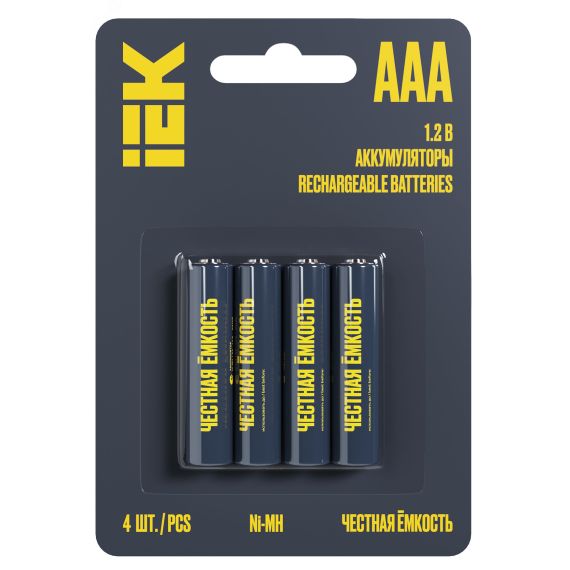 Аккумулятор GREEN Ni-MH AAA 1100мАч (4шт/блистер) IEK IEK AAK-NIMH-03-1100-L04