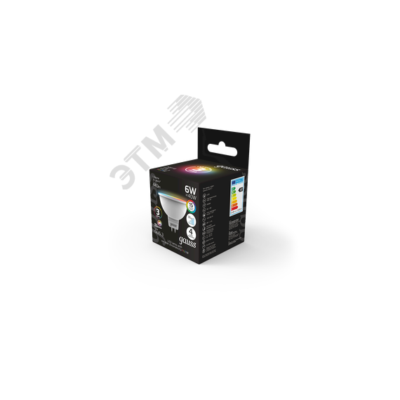 Лампа светодиодная LED 6 Вт GU5.3 MR16 RGBW+димирование Black Gauss Gauss 101105406