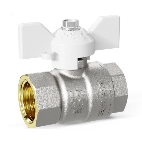 Кран шаровой латунный с накидной гайкой Ду20 Ру 40 белая бабочка LD Pride LD Pride 47.20.В-НкГк.Б белый