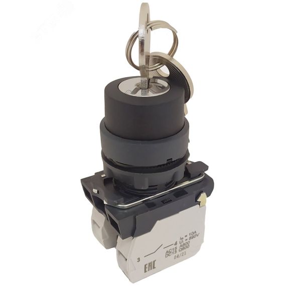 Переключатель КПЕ 1111 -К УХЛ3, чёрный, 1но+1нз, ключ на 2 положения с фиксацией, IP40 Электротехник ET012432