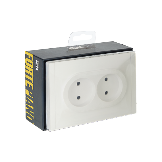 FORTE&PIANO Розетка 2-местная без заземления с защитными шторками безвинтовое крепление 10А FP225 белый IEK