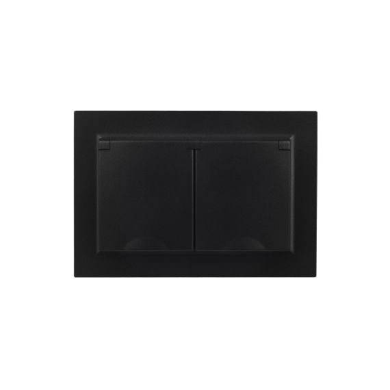 BRITE Розетка 2-местная с заземлением с защитными шторками и крышкой 16А в сборе IP44 РСбш12-3-44-БрЧ черный IEK