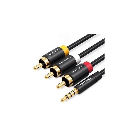 Кабель аудио Jack 3.5 мм M на 3RCA M, 1.5 м. Vention VAB-R07-B150