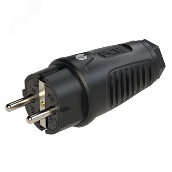 Вилка каб 16А/250V/2P+E/IP44 корпус черный, маркер черный PCE 0512-ss