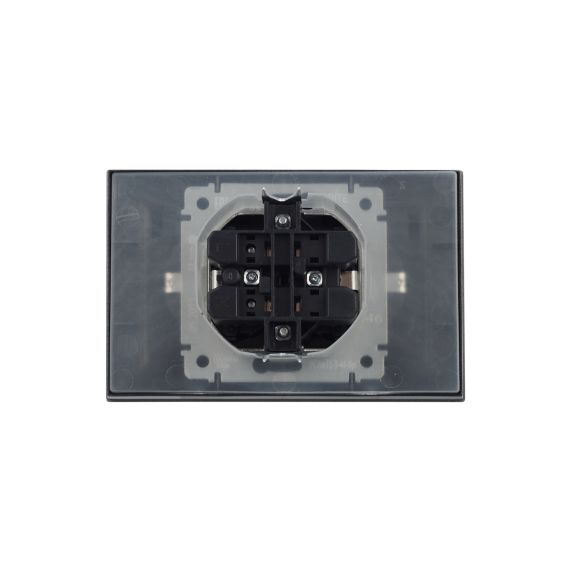 BRITE Розетка 2-местная с заземлением с защитными шторками и крышкой 16А в сборе IP44 РСбш12-3-44-БрС сталь IEK