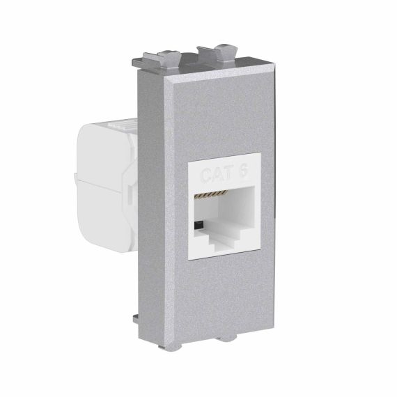 Компьютерная розетка RJ-45 без шторки модульная, кат.6, "Avanti", "Закаленная сталь", 1 модуль Компьютерная розетка RJ-45 без шторки модульная, кат.6, "Avanti", "Закаленная сталь", 1 модуль