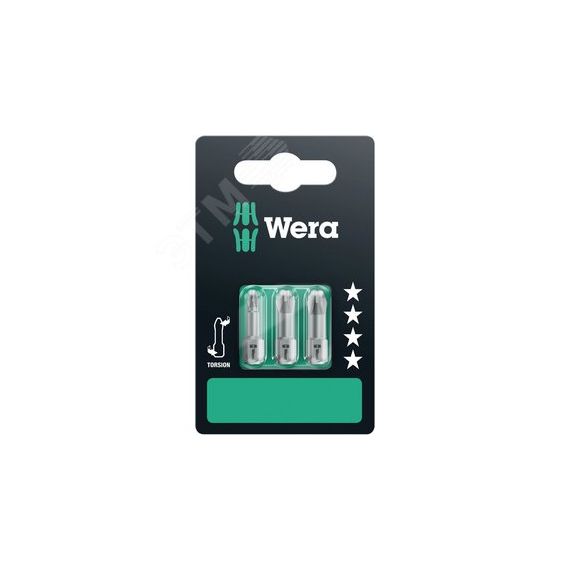 Бита торсионная 851/1 TZ PH SB вязкая твердость хвостовик 1/4 C 6.3 3 шт PH 1x25 PH 2x25 PH 3x25 с держателем-еврослот WERA WE-073326