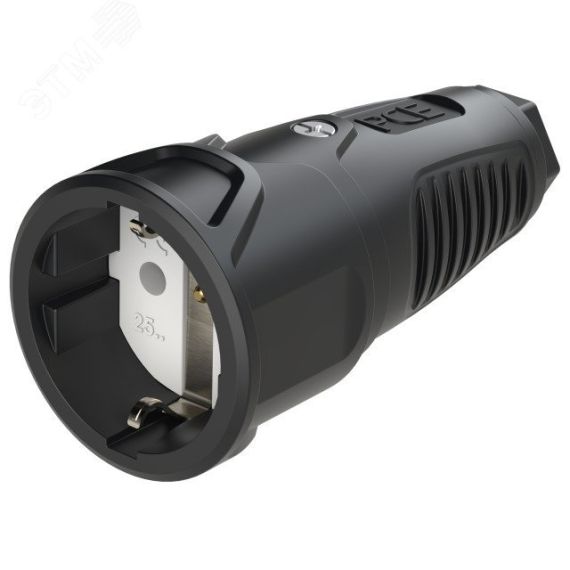 Розетка каб 16A/250V/2P+E/IP20 корпус черный, маркер черный PCE 2510-ss
