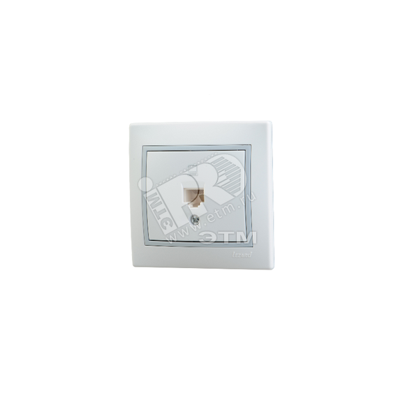 Мира Розетка RJ 45 белый с вставкой серый Lezard 701-0215-139