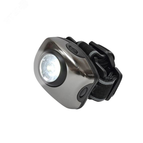S-HL011-C Gun Metal Фонарь серии Стандарт «Bright eyes — comfort» (налобный фонарь), алюминиевый корпус, 1 LED, упаковка — кламшелл, 3хААА н/к Uniel SHL011CGM
