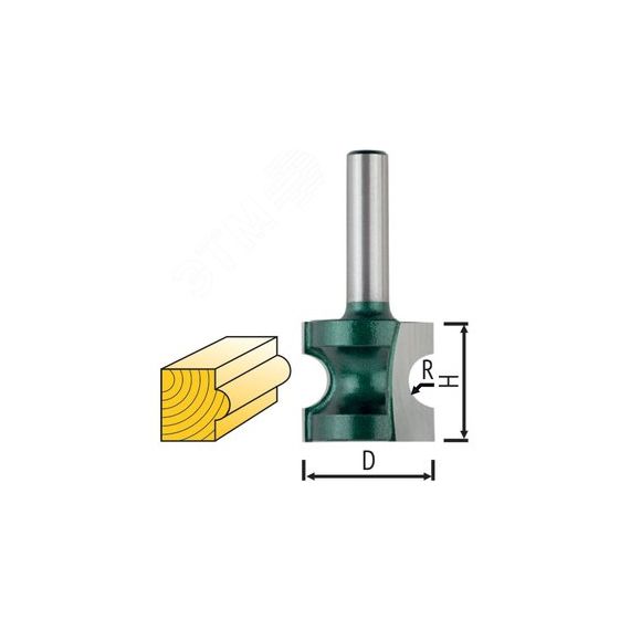 Фреза кромочная полукруглая DxHxL=25.4х22х54.2 мм FIT 3639-082225