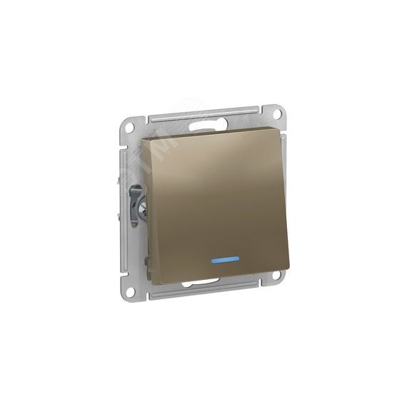 Переключатель одноклавишный ATLASDESIGN с подсветкой схема 6а 10АХ механизам шампань SE (Systeme) ATN000563