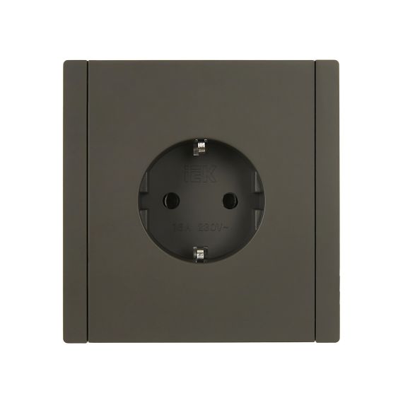 FORTE&PIANO Розетка 1-местная с заземлением без защитных шторок безвинтовое крепление 16А FP314 серый IEK