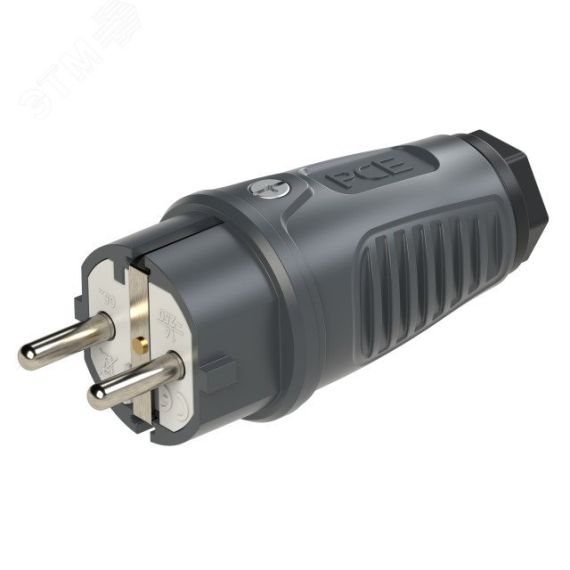 Вилка каб 16A/250V/2P+E/IP54 корпус темносерый, маркер черный PCE 0511-as