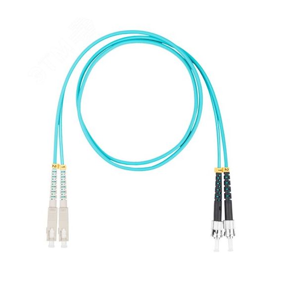 Шнур оптический коммутационный (патч-корд), SC-ST, дуплекс (duplex) OM3, нг(А)-HF, бирюзовый, 5,0 м Datarex DR-221365