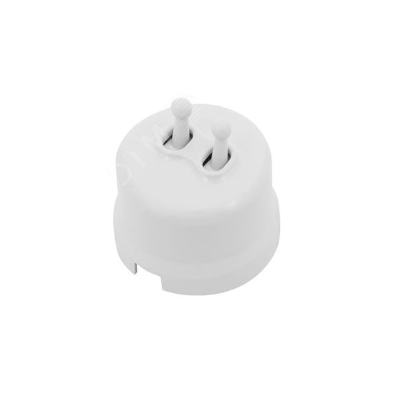 Кнопка (двухтумблерная), пластик, цвет Белый Бирони B1-232-21-PB