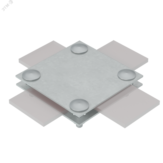 Соединитель крестообразный для полосы до 40 мм с 2 пластинами INOX304 КМ-профиль MA0045