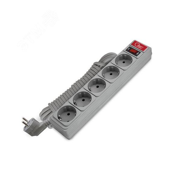 Сетевой фильтр СОЮЗ ПВС 3*0,75 5гн., выключатель с индикацией, с заземлением, серый 5м Универсал 1330