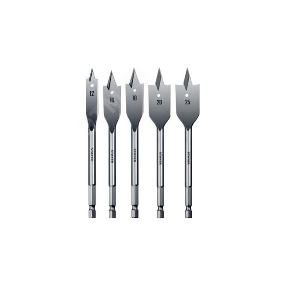 Сверло по дереву FLAT 5 шт, STAYER 2950-H5