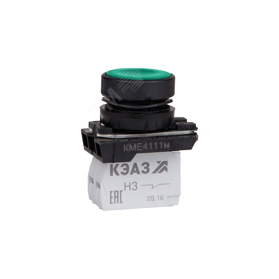 Кнопка КМЕ4122м-зелёный-2но+2нз-цилиндр-IP40- КЭАЗ 274299